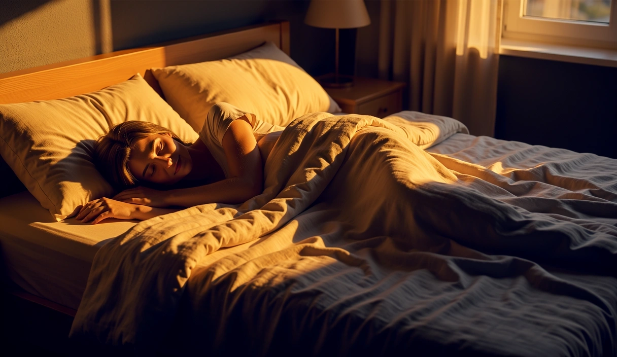 Atmosphärische Morgensonne in einem Schlafzimmer